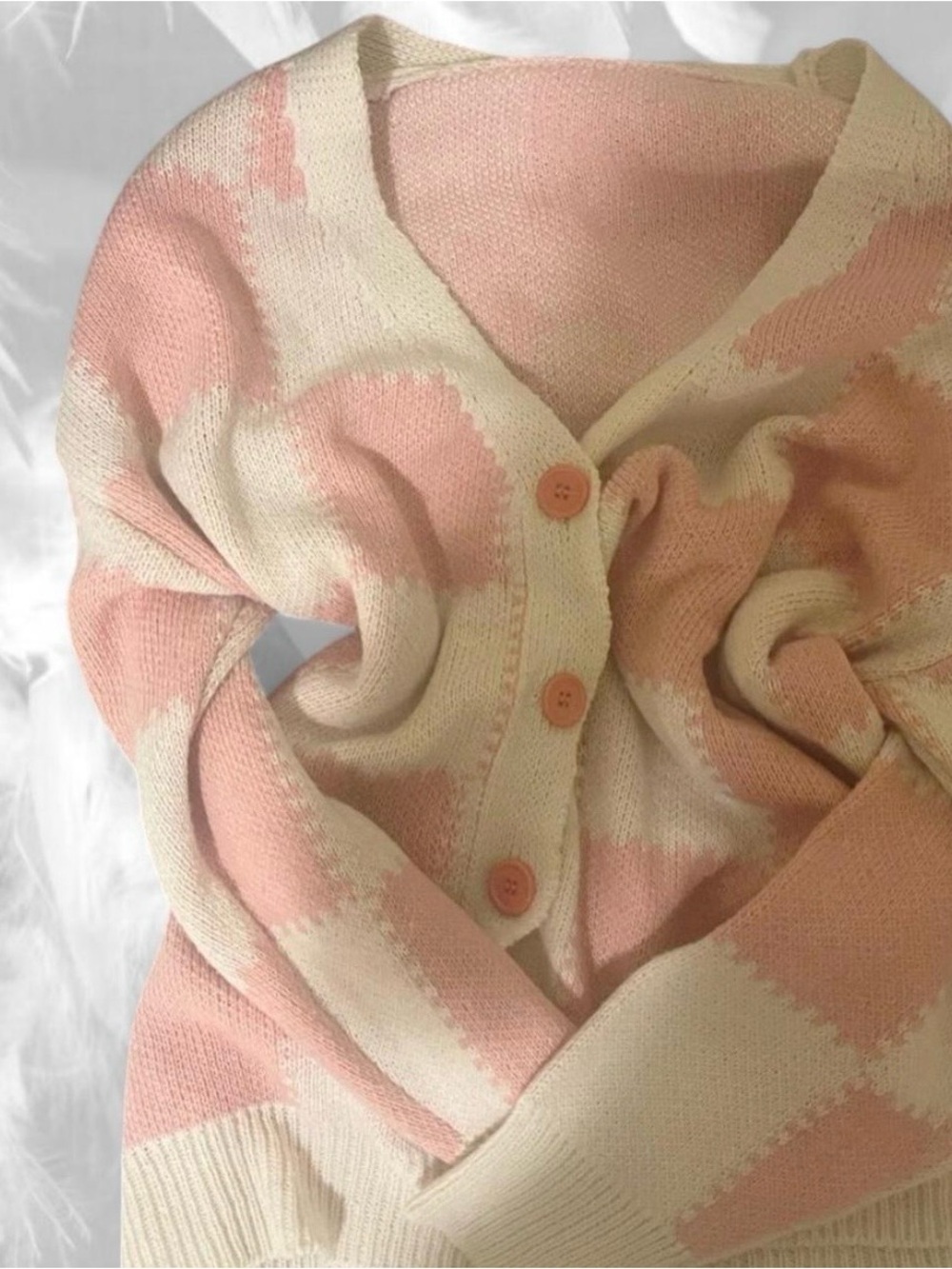 Pink & Cream Colorblock Cardigan | Coquette Knit | Soft Girl Sweater